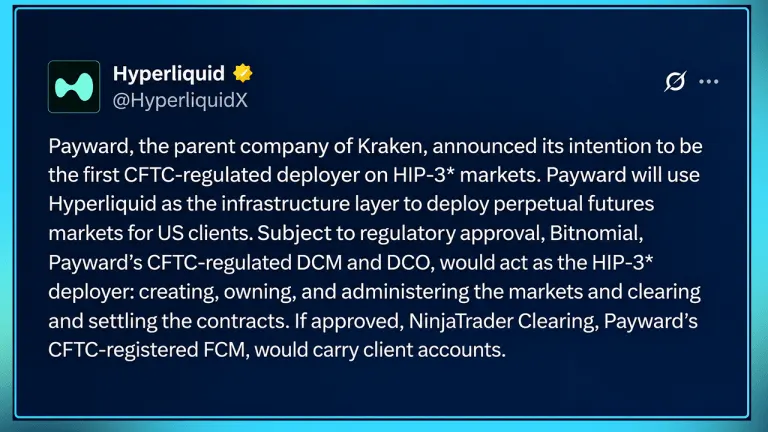 Kraken Parent Payward Eyes First CFTC-Regulated Hyperliquid Futures Market