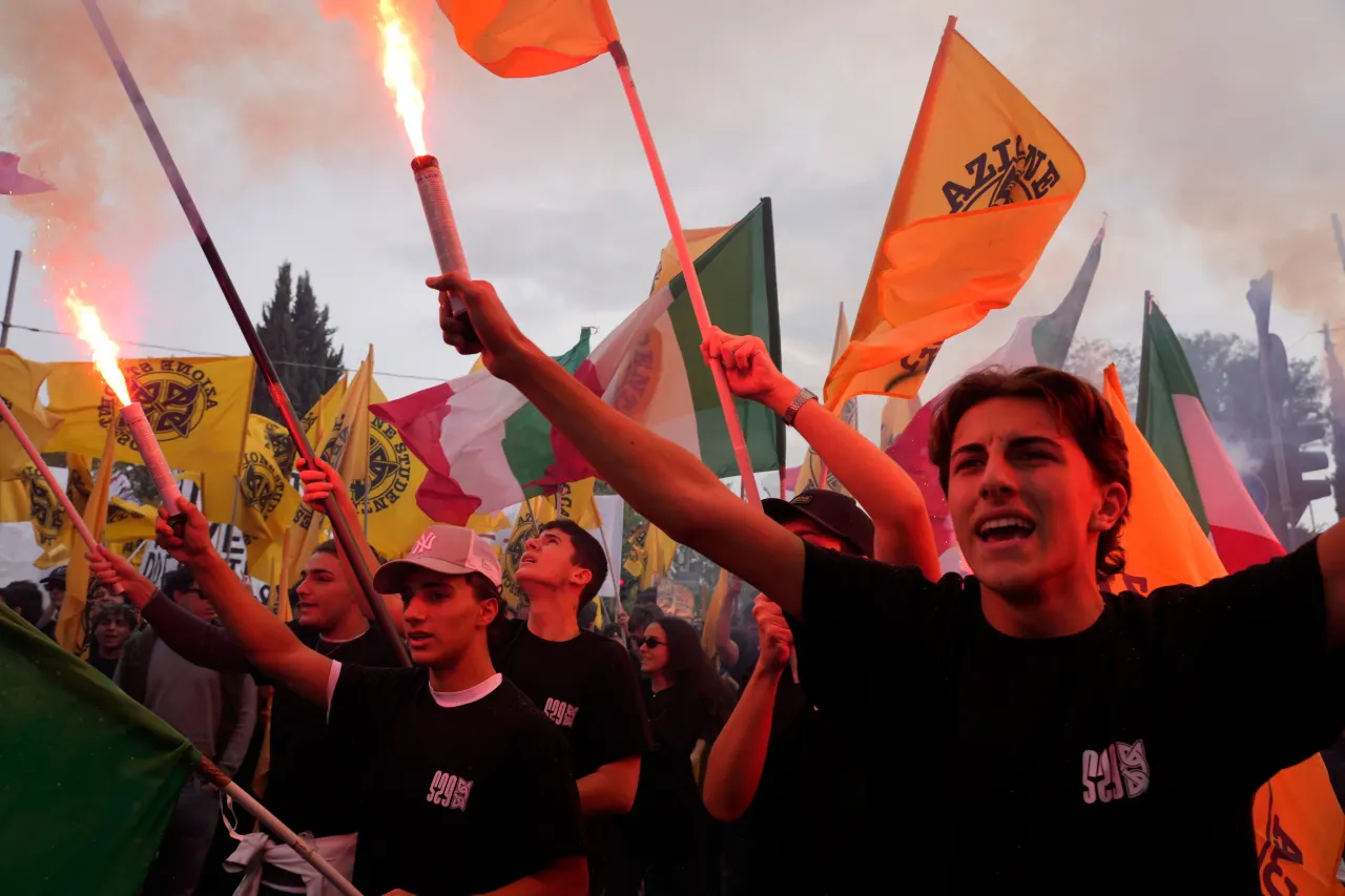 Soldiers guard center of Milan as thousands of protesters march in cities across Europe
