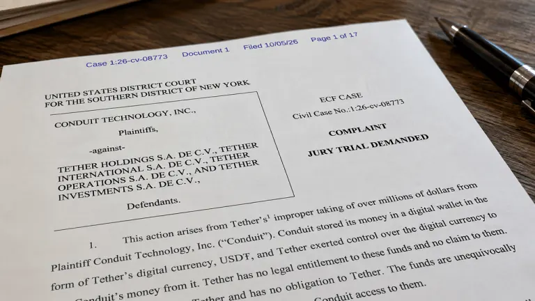 Conduit Sues Tether Over a $2.76M USDT Wallet Frozen for a Year