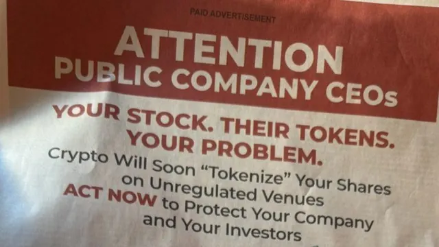 Crypto Leaders Blast Misleading WSJ Ad on Tokenization Risks