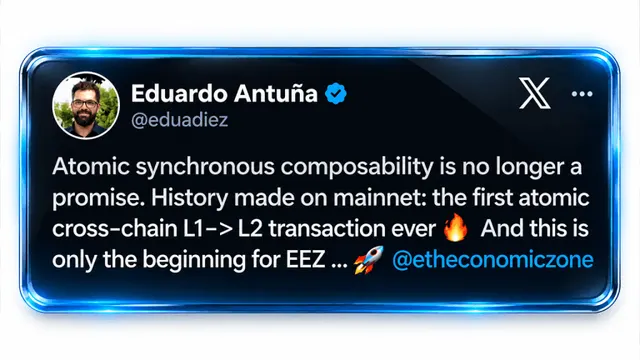 Ethereum Economic Zone Runs Atomic L1-L2 Transfer on Mainnet