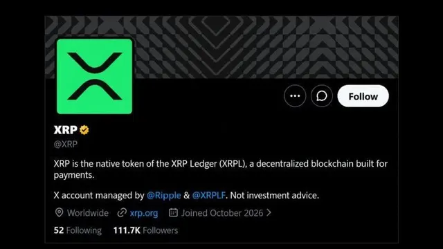 XRP Finally Got Its Own X Account and 111K People Showed up Overnight