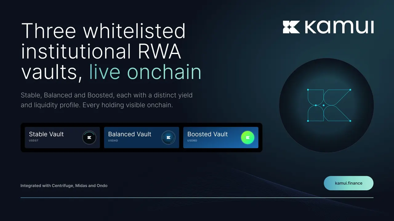 Kamui Finance Brings Three Institutional Real-World Asset Vaults Live Onchain, Integrated With DigiFT, Hastra Prime, Midas